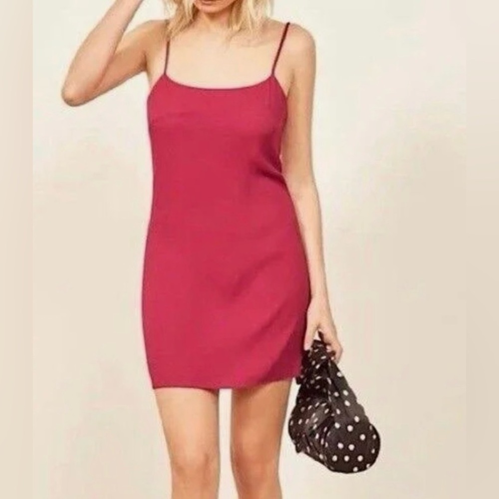 Reformation dark pink Lindsay mini Dress